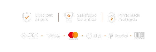Checkout seguro, satisfação garantida, privacidade protegida e formas de pagamento